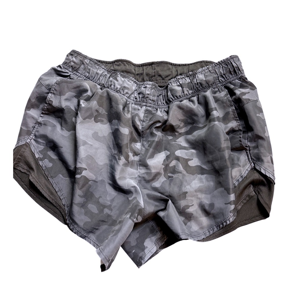 Athletic Works Grey Camo 2-in-1 Running Shorts Womens Large 12-14 3 Inch Inseam